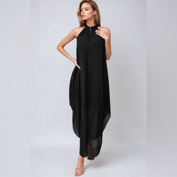 Dresses & Skirts - Black Layer Halter Dress With Circular Hemline